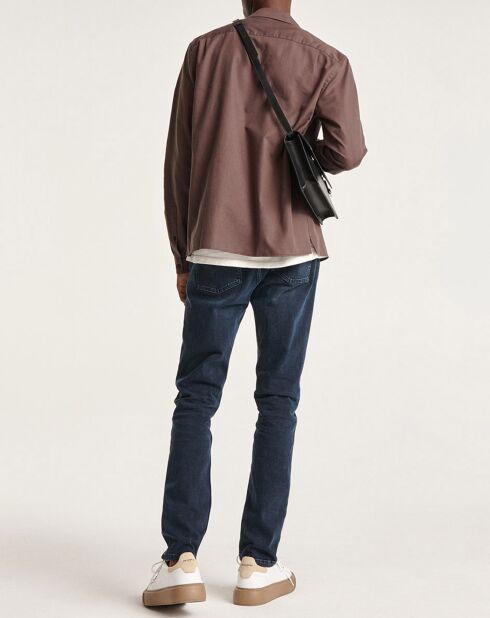 Camicia fluente marrone con colletto hawaiano