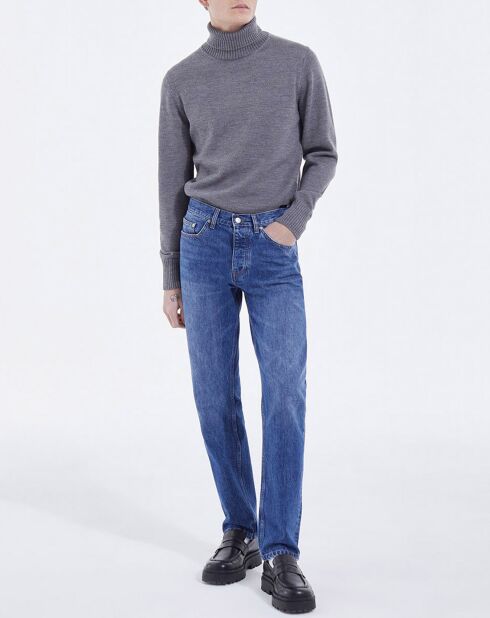 Jean délavé 5 poches droit bleu jean