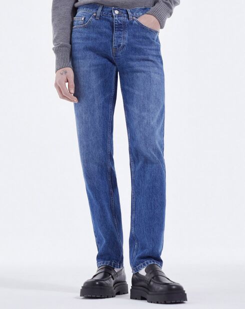 Jean délavé 5 poches droit bleu jean