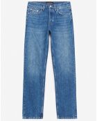 Jean délavé 5 poches droit bleu jean
