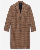 Manteau en Laine mélangée à carreaux droit beige/camel