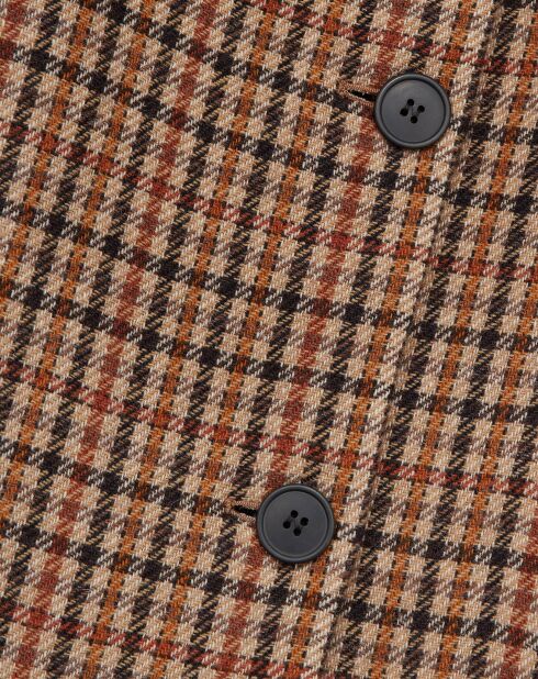 Manteau en Laine mélangée à carreaux droit beige/camel
