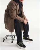 Manteau en Laine mélangée à carreaux droit beige/camel