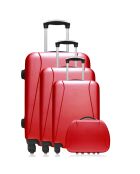 3 Lanzarote-C 75/65/55/30 cm schlichte Allradkoffer mit rotem Waschtisch