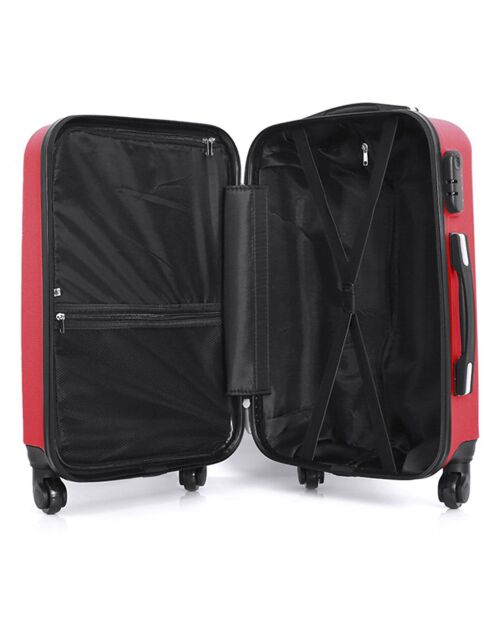 3 Lanzarote-C 75/65/55/30 cm schlichte Allradkoffer mit rotem Waschtisch