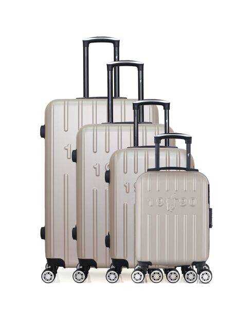 4 valises 4 roues doubles Archie-M 75/65/55/46 cm beiges