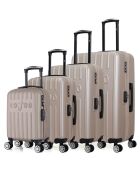 4 valises 4 roues doubles Archie-M 75/65/55/46 cm beiges