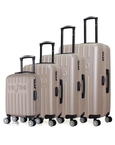 4 valises 4 roues doubles Archie-M 75/65/55/46 cm beiges