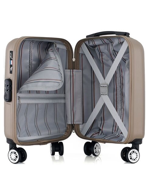 Valise Cabine XS 4 roues doubles Archie 46 cm beige