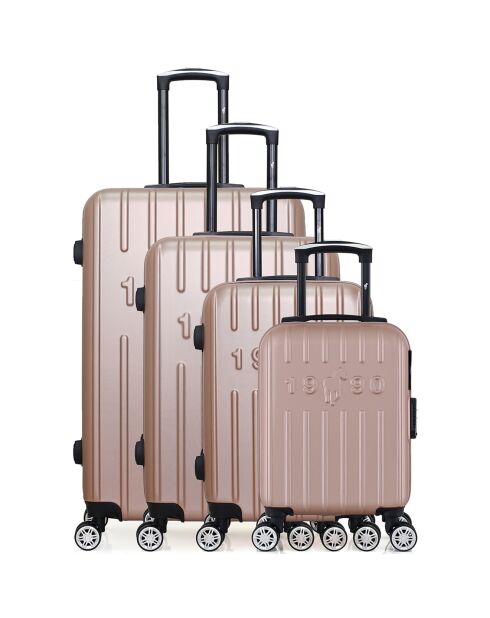 4 Valises 4 roues doubles Archie-M 75/65/55/46 cm rose doré