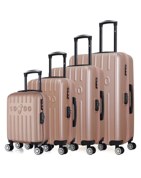 4 Valises 4 roues doubles Archie-M 75/65/55/46 cm rose doré