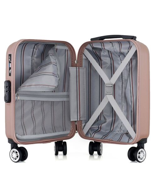 4 Valises 4 roues doubles Archie-M 75/65/55/46 cm rose doré