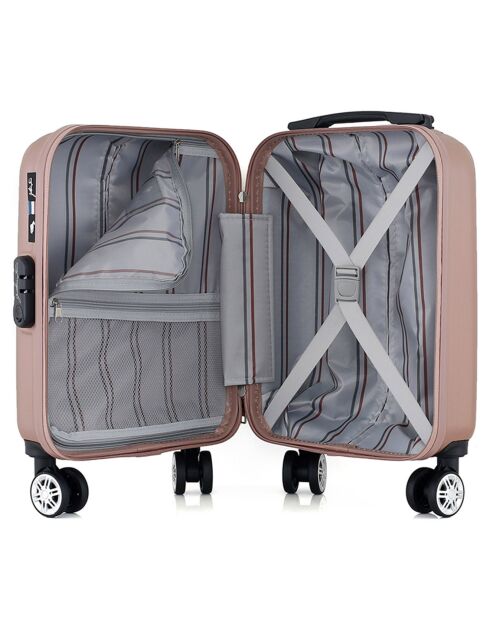 Valise Cabine XS 4 roues doubles Archie 46 cm rose doré