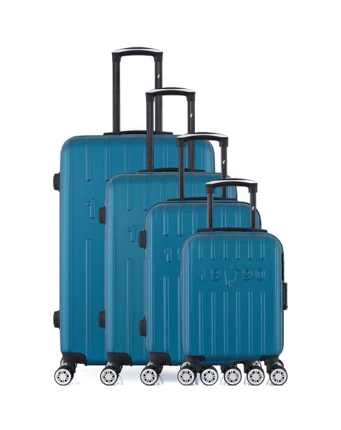 4 Valises 4 roues doubles Archie-M 75/65/55/46 cm bleu paon