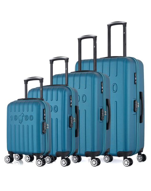 4 Valises 4 roues doubles Archie-M 75/65/55/46 cm bleu paon