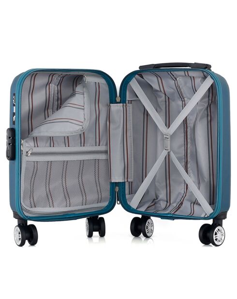 Valise Cabine XS 4 roues doubles Archie 46 cm bleu paon