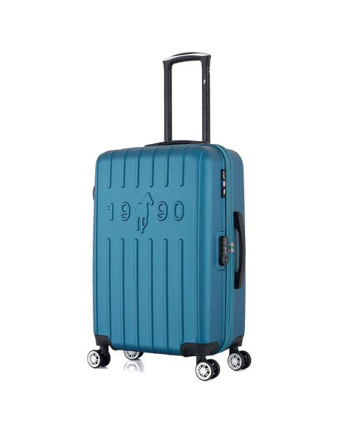 Archie koffer met 4 dubbele wielen medium stay 65 cm pauwblauw