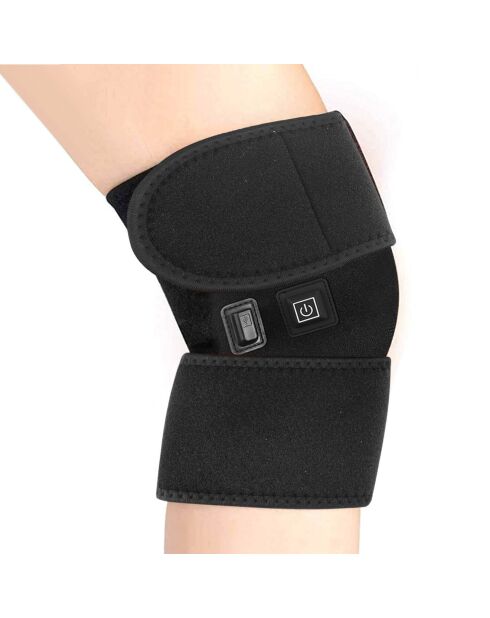 Genouillère thermothérapeutique chauffante noire - 28x22x0.5 cm