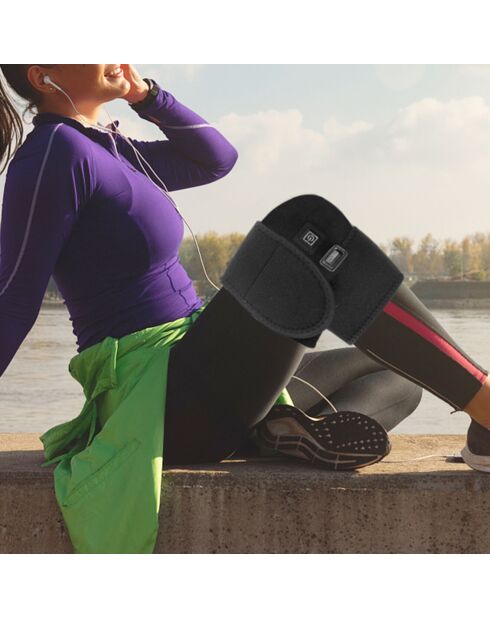 Genouillère thermothérapeutique chauffante noire - 28x22x0.5 cm