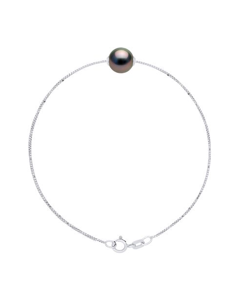 Witgouden armband en echte Tahitiaanse ronde gekweekte parel