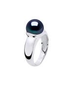 Brazalete de plata y perlas cultivadas de agua dulce auténticas con botón negro de Tahití