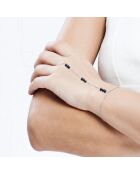 Zilveren ringarmband en echte zwarte ronde gekruiste zoetwaterparels uit Tahiti