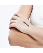 Zilveren ringarmband en echte zwarte ronde gekruiste zoetwaterparels uit Tahiti