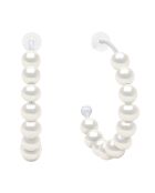 Boucles d'oreilles Argent Rhodié & Perles de Culture d'Eau Douce Rondes blanc naturel