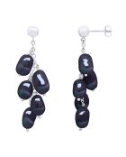 Zilveren oorbellen en echte gekweekte zoetwaterparels barok zwart Tahiti