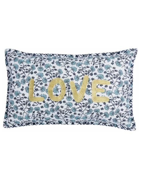 Housse de coussin Delhi Love bleu - 50x30 cm