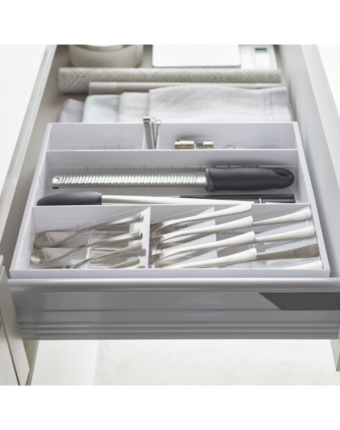 Range-couverts modulable et extensible Tower blanc - 47.5x35x5.5 cm