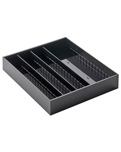 Range-couverts modulable et extensible Tower noir - 47.5x35x5.5 cm
