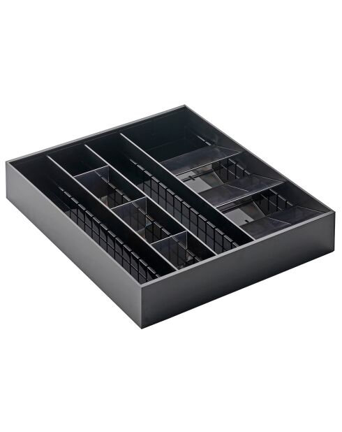Portacubiertos modular y extensible Tower negro - 47,5 x 35 x 5,5 cm