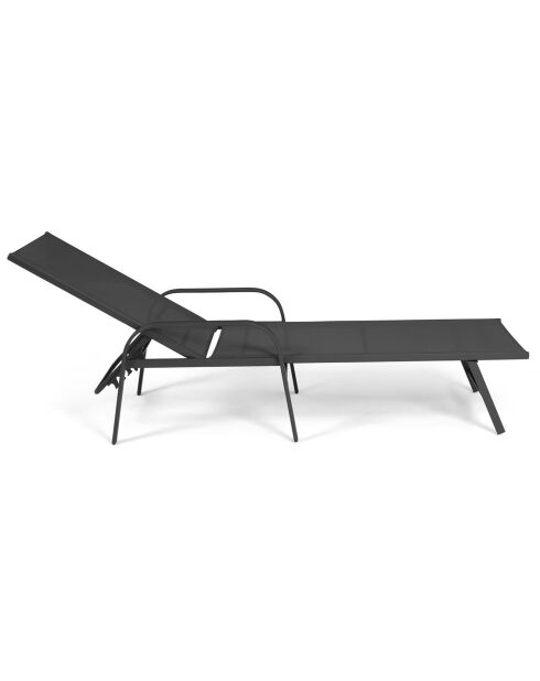 2 Transats textilene  gris - 185x58x50 cm