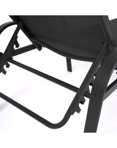 2 Transats textilene  gris - 185x58x50 cm