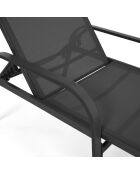 2 Transats textilene  gris - 185x58x50 cm