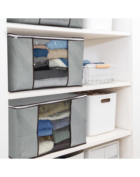 3 bolsas de almacenamiento grises de 90 l