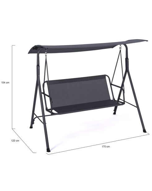Balancelle de jardin textilene grise - 170x120x154?cm