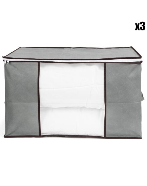 3 bolsas de almacenamiento grises de 90 l