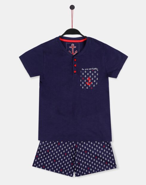 Pyjama La vie est belle bleu marine