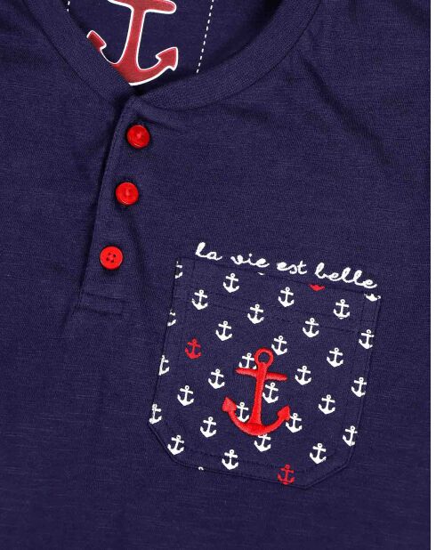 Pyjama La vie est belle bleu marine