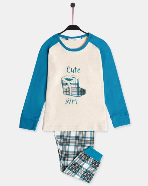 Pyjama Cute Girl à carreaux bleu/blanc