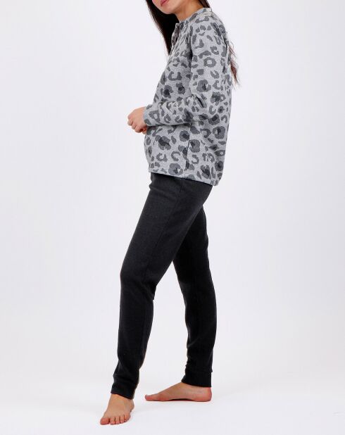 Pyjama imprimé Léopard gris/noir