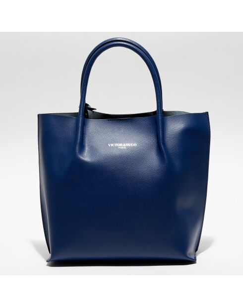 Sac à main en Cuir Lava bleu marine - 32x32x10 cm