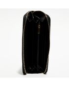 Eni Croco zwarte leren portemonnee - 19,5x10,5 cm