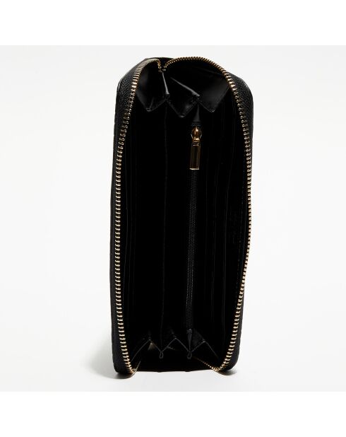 Eni Croco zwarte leren portemonnee - 19,5x10,5 cm