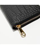 Eni Croco zwarte leren portemonnee - 19,5x10,5 cm