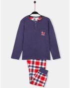 Pyjama Winter à carreaux bleu marine