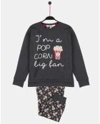 Grijze pyjama Pop Corn Big Fan