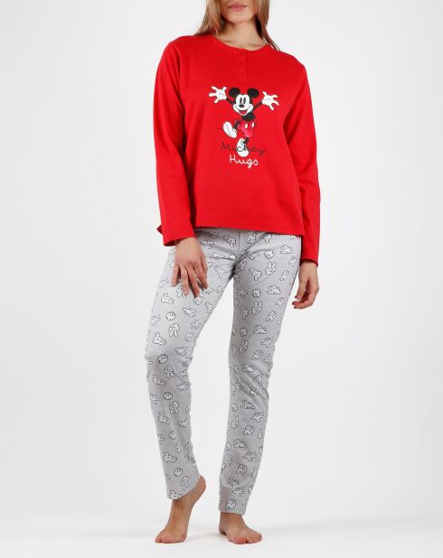 Pyjama Mickey imprimé Hugs rouge/gris